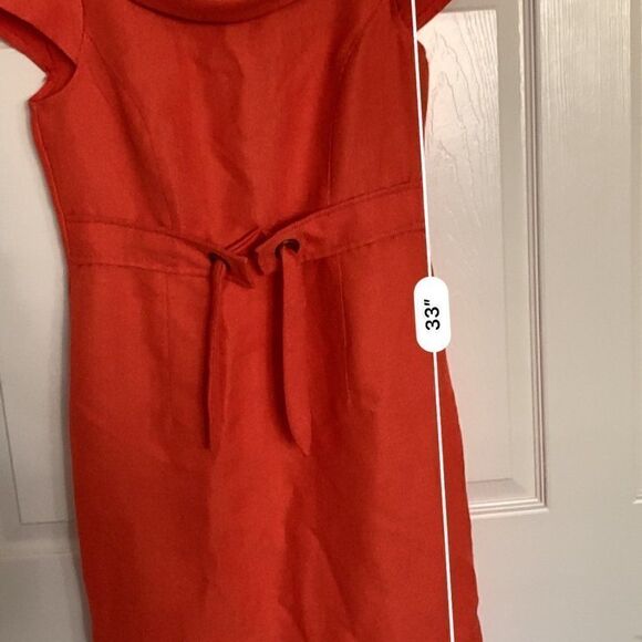 Vintage 70’s 80’s Orange Cap Sleeve Karin Stevens Petites Sheath Dress - Picture 8 of 12